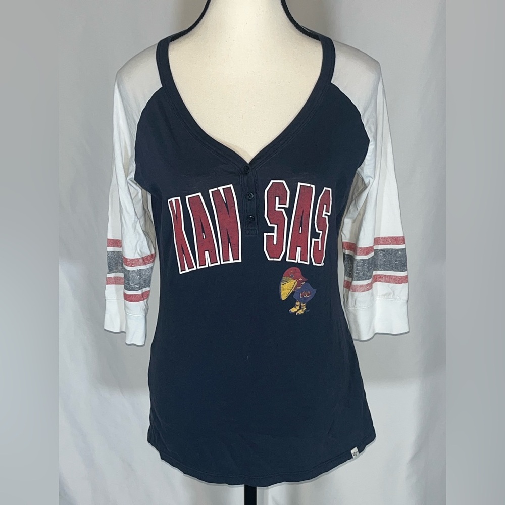 ‘47 Brand Kansas Jayhawks Baseball Style Women’s Raglan Shirt